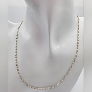 Ball beaded silver tone necklace N1715‎